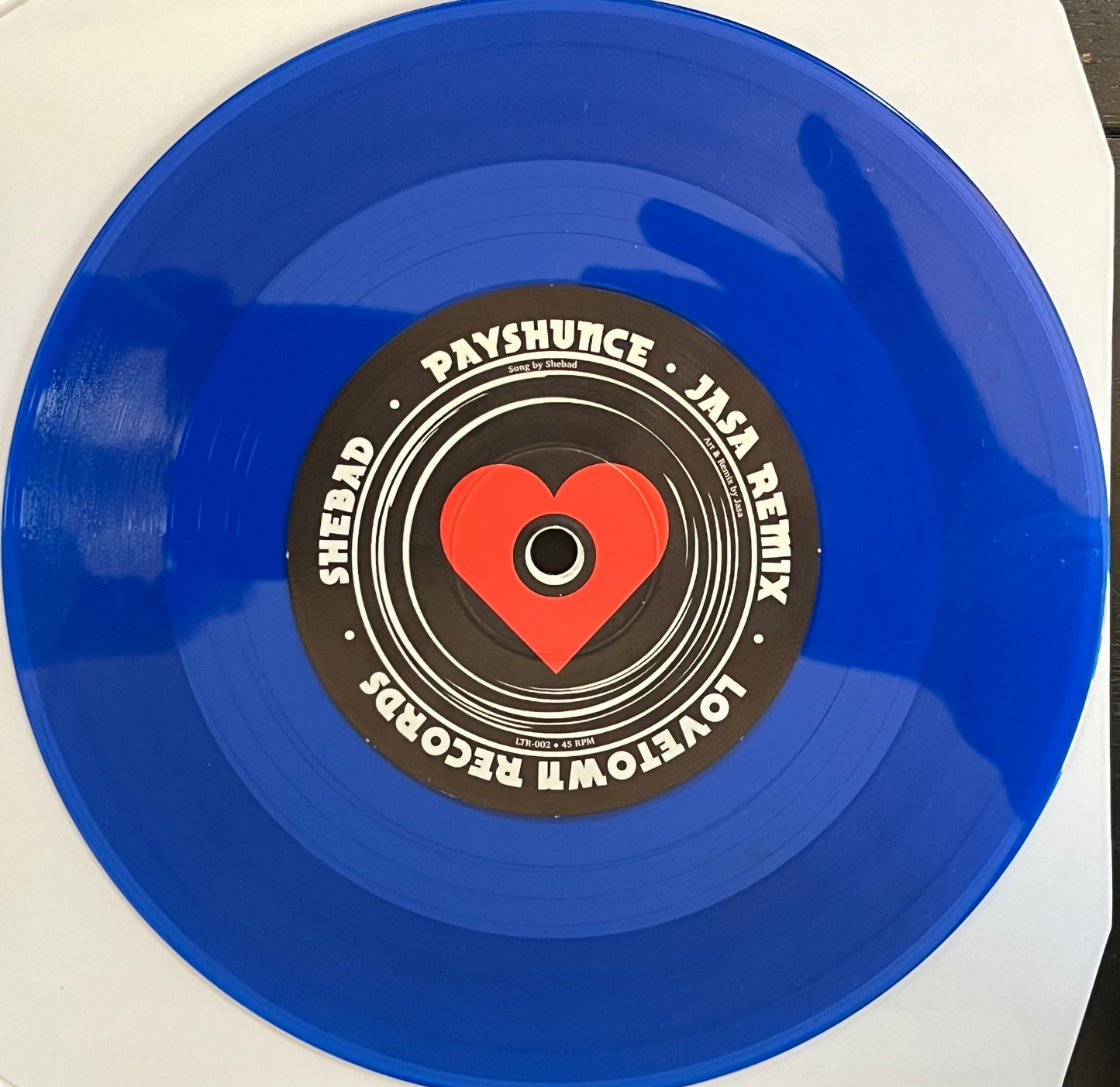 Limited Edition 7-inch Translucent Blue Vinyl Record - Sunshine Makers, Lovers To The Moon / Shebad, Payshunce (Jasa Remix)