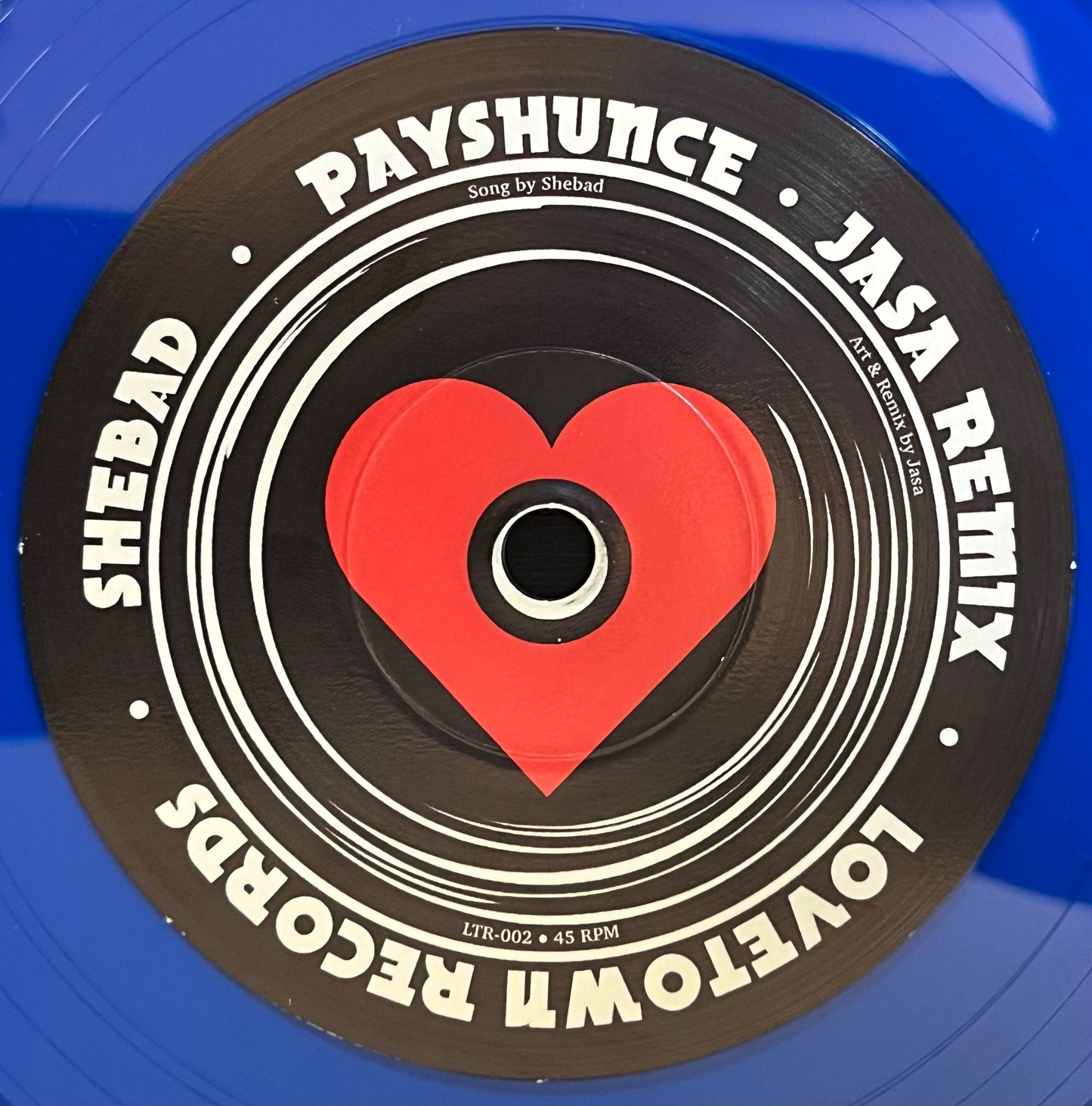 Limited Edition 7-inch Translucent Blue Vinyl Record - Sunshine Makers, Lovers To The Moon / Shebad, Payshunce (Jasa Remix)